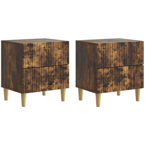 vidaXL Noćni ormar s ladicama 2 pcs Dimljeni hrast 43 x 34 5 x 48 cm - Dimljeni hrast 2 Cene