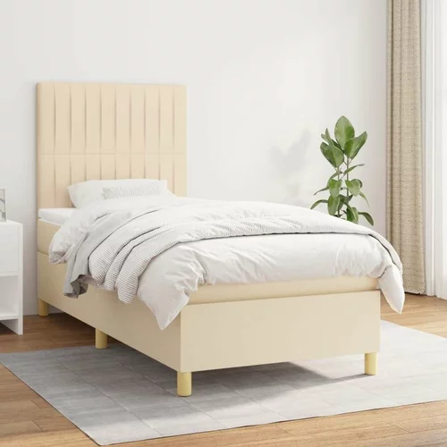  Box spring postelja z vzmetnico krem 100x200 cm blago, (20897416)