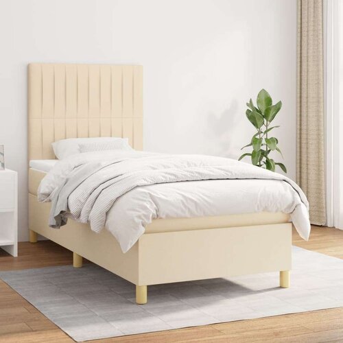  Krevet s oprugama i madracem krem 100 x 200 cm od tkanine Slike