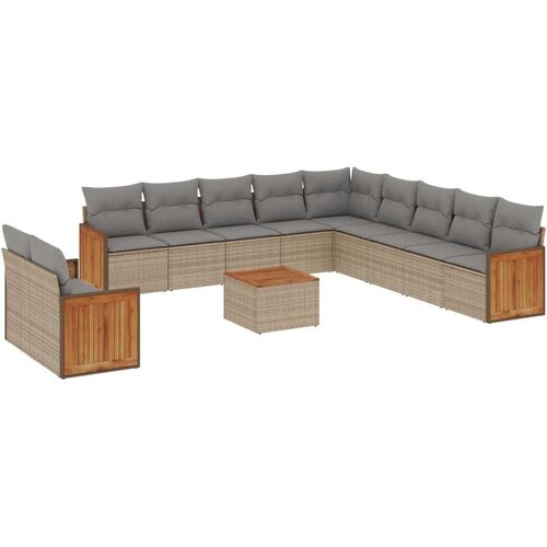  12-dijelni set vrtnih sofa od poliratana s jastucima bež Slike
