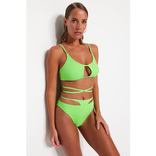 Trendyol Bikini Bottom - Green - Plain Cene