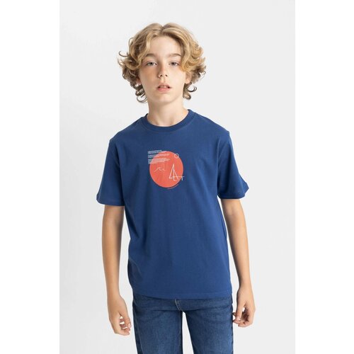 Defacto Boy's Crew Neck Printed Short Sleeve T-Shirt Cene