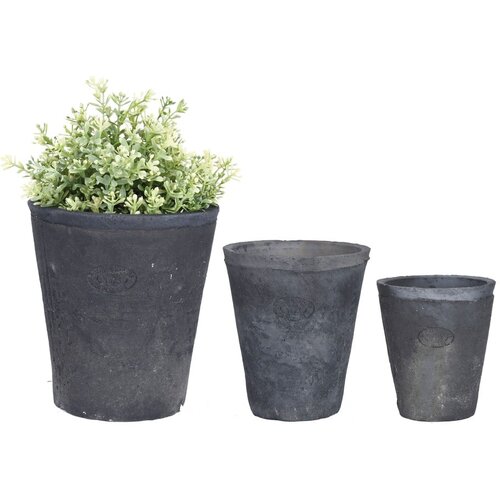 Esschert Design Set od 3 sive saksije za cvijeće od terakote Cijene