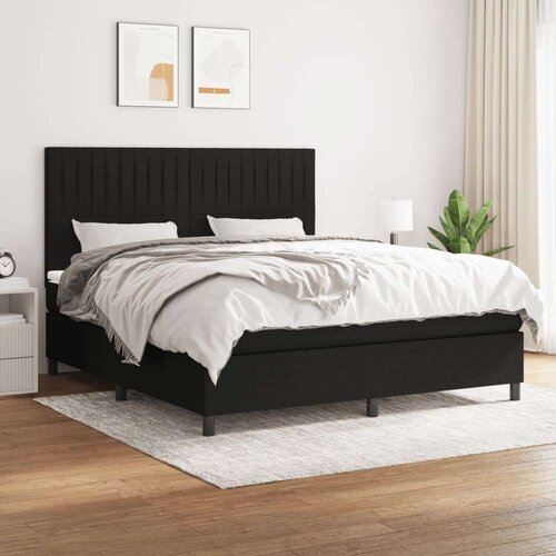VidaXL Krevet s oprugama i madracem crni 180x200 cm od tkanine Slike