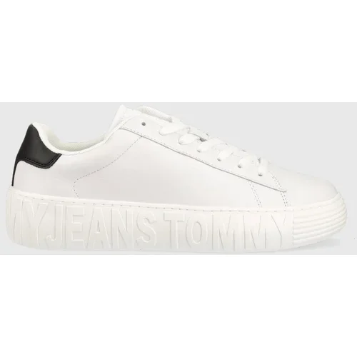Tommy Jeans Kožne tenisice LEATHER OUTSOLE boja: bijela, EM0EM01159