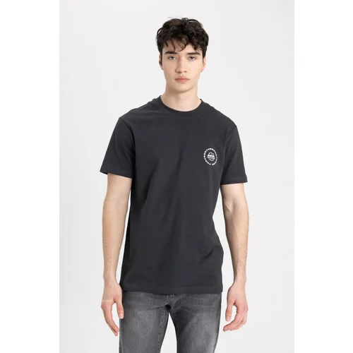 Defacto Slim Fit Crew Neck Printed Short Sleeve T-Shirt