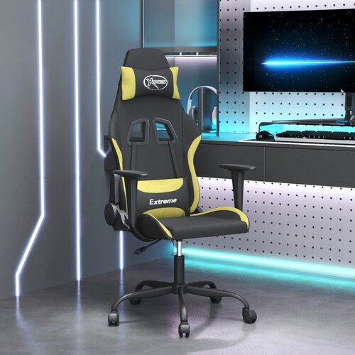 VidaXL Gaming stol črno in svetlo zeleno blago Slike