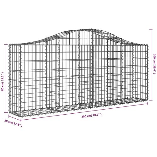  Lučne gabionske ko&amp;scaron;are 8 kom 200x30x80/100 cm pocinčano željezo Slike
