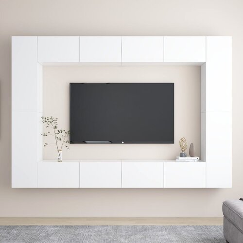 The Living Store Komplet TV omaric 8-delni bela inženirski les - TV Omarica, (21434587) Cene