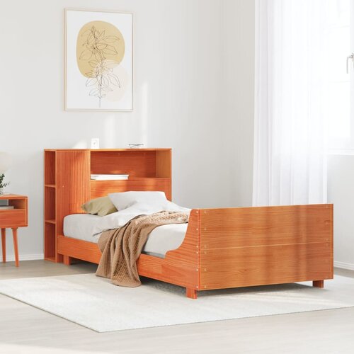 Furnova Posteljni okvir brez vzmetnice vo&amp;scaron;čeno rjav 90x190 cm borovina, (21940639) Slike