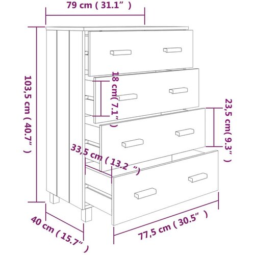 VidaXL Komoda smeđa boja meda 79 x 40 x 103,5 cm od masivne borovine Slike