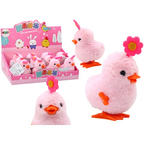 Pink Jumping Hen Wind-up Hen With Flower Cene