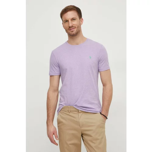 Polo Ralph Lauren Pamučna majica za muškarce, boja: ljubičasta, bez uzorka