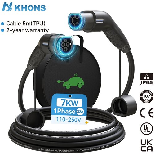KHONS Kabel za polnjenje EV, Type2 IEC62196-2, 7KW 32A, IP65, 7KW 32A 1Phase, (5000156859) Slike