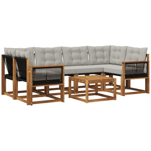 vidaXL Zunanja garnitura za sedenje 7 pcs Naravna in svetlo siva, (5000282302) Cene