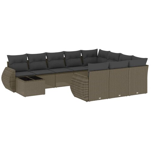  11-dijelni set vrtnih sofa poliratan s jastucima svijetlosivi Slike