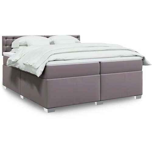 vidaXL Box spring postelja z vzmetnico siva 200x200 cm umetno usnje, (21300179) Cene