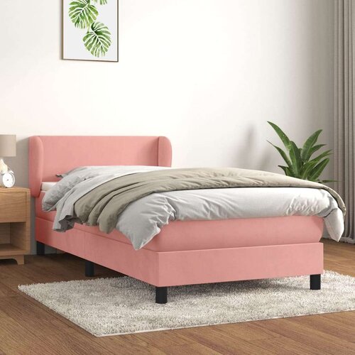 Box spring postelja z vzmetnico roza 90x200 cm žamet Cene
