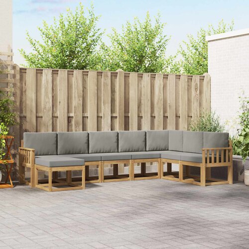  Set vanjskih sofa s jastukom 8 pcs Bijela i svjetlosiva Cene