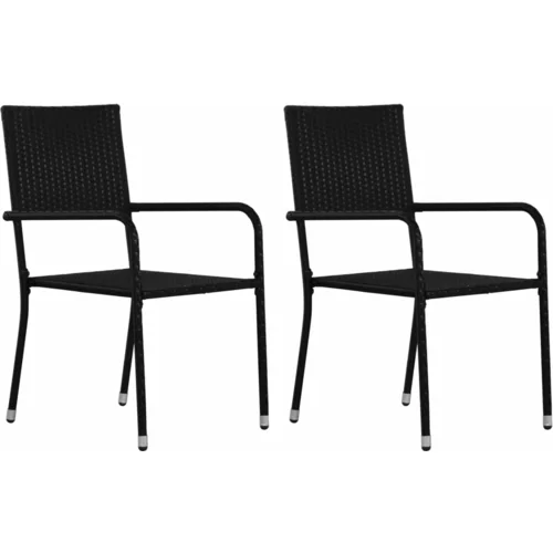 vidaXL Zunanji jedilni stoli 2 kosa poli ratan črne barve, (20662213)