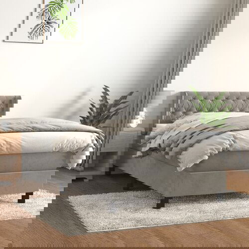 The Living Store Box spring postelja z vzmetnico svetlo siva 100x200 cm žamet - Box Spring Postelja, (21490761) Cene