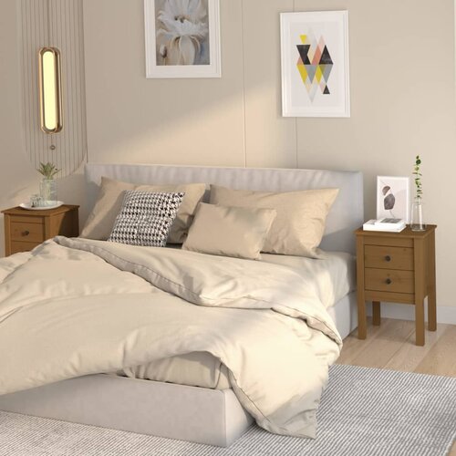 VidaXL Nočna omarica 2 kosa medeno rjava 40x35x61,5 cm trdna borovina Slike