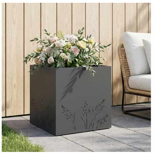 vidaXL Vrtna saksija Antracit 50 x 50 x 49 cm Čelična vrata - Antracit 50 x 50 x 49 cm 1 Cijene