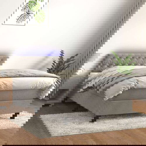  Box spring postelja z vzmetnico LED svetlo siva 90x200 cm žamet, (20937321) Cene