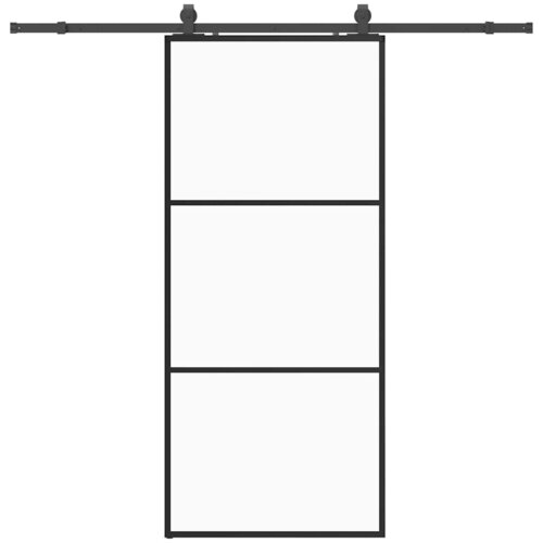 vidaXL drsna vrata z opremo črna 90x205 cm esg steklo, (21749593) Cene