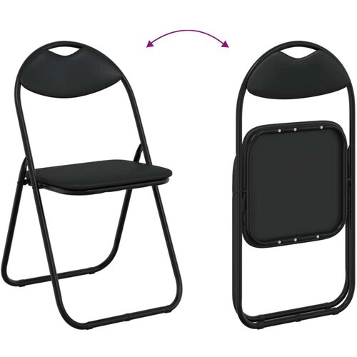  Sklopiva stolica 8 pcs Crna 48 x 43 5 x 81 cm Lažna koža - Crna 8 Slike
