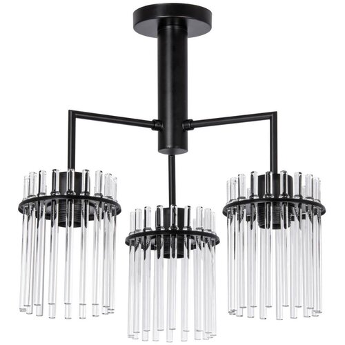  Luster na šipci 3xE27/60W/230V crna/prozirna Cene