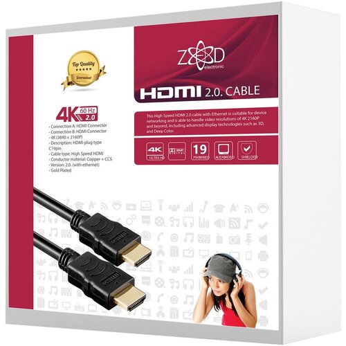 Zed Electronic HDMI 2.0 kabl, 4K, dužina 10, 0 met. - HDMI-4K/10, Crni Cijene