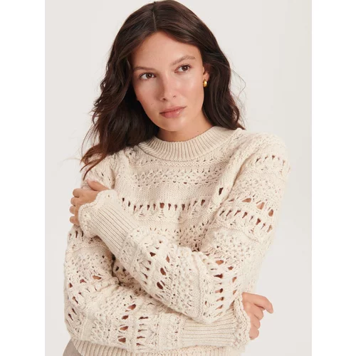 Reserved pulover s čipkasto teksturo - ebenovina