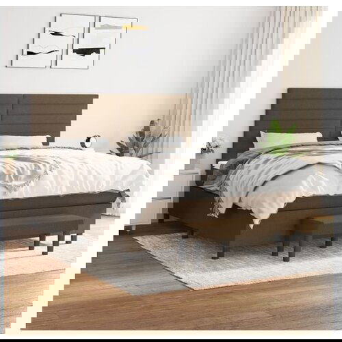 vidaXL Box spring postelja z vzmetnico temno rjava 180x200 cm blago Cene