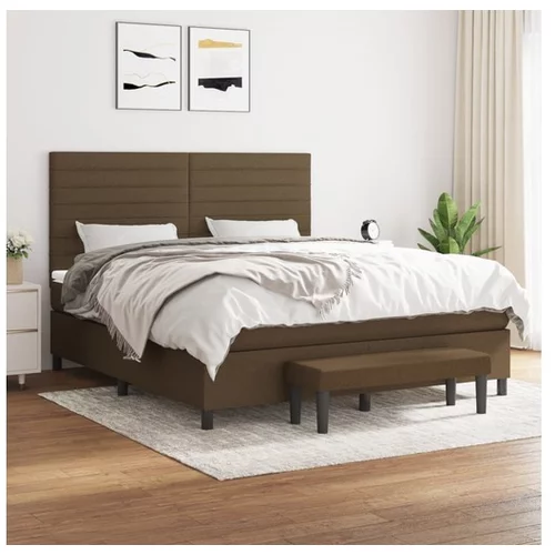 vidaXL Box spring postelja z vzmetnico temno rjava 180x200 cm blago