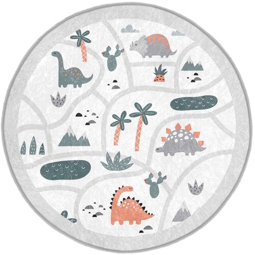 Mila Home Svijetlo sivi perivi dječji tepih za igru ø80 cm Dino Park – Cijene