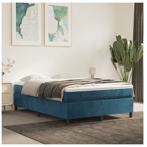  Box spring postelja z vzmetnico temno modra 140x200 cm žamet Cene