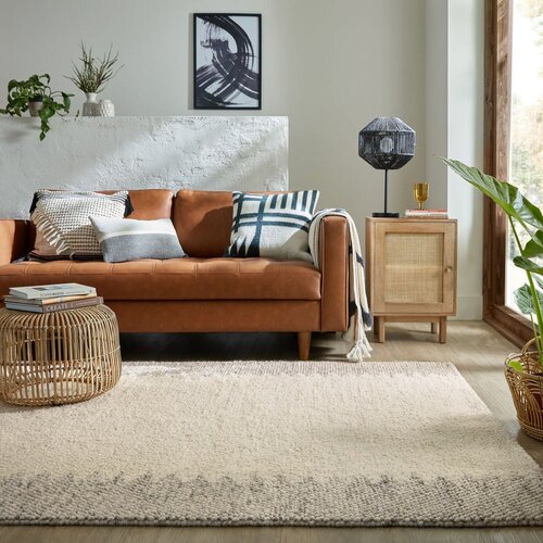 Flair Rugs Krem ručno rađen tepih od mje&amp;scaron;avine vune 160x230 cm Minerals Border &amp;ndash; Slike
