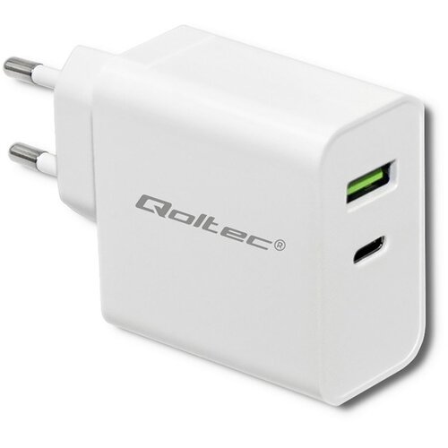 Qoltec 51718 Charger | 45W | 5-20V | 2.4-3A | USB type C PD | USB | White Slike