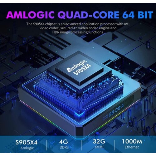 Gembird GMB-X96 X4 4/32GB smart TV box S905X4 quad, Mali-G31MP 8K, KODI Android 11.0 Cene