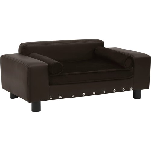 vidaXL Pasji kavč rjav 81x43x31 cm iz pli&scaron;a in umetnega usnja, (20655042) Cene