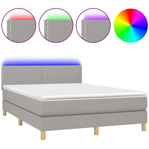 Maison Chic Box spring postelja - Vzmetna postelja z vzmetnico LED sv. siva 140x200 cm blago SL9124, (21903716) Cene