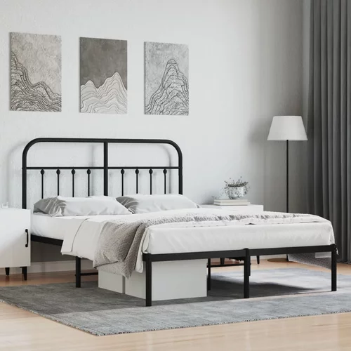 vidaXL Metalni okvir za krevet s uzglavljem crni 140x200 cm
