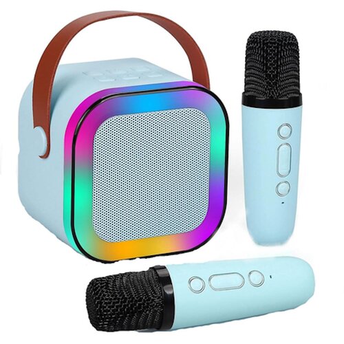 RIFF Prenosni BT karaoke sistem K12 z 2 brezžičnima mikrofonoma modre barve, (21729803) Cene