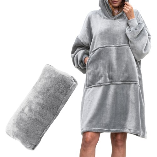 Pulover odeja s kapuco 4v1 &ndash; svetlo siva XXL - Froster - Home warming - Božič - Birma Cene
