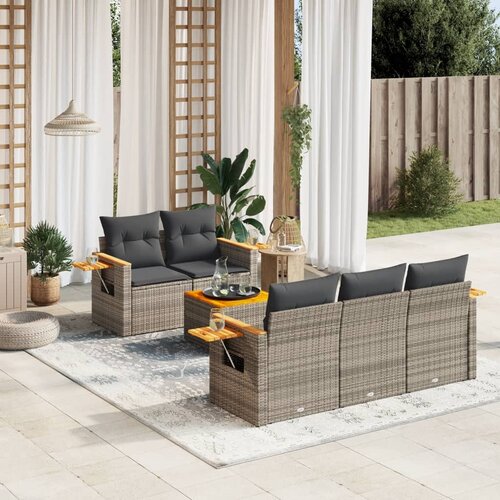 vidaXL 6-dijelni set vrtnih sofa od poliratana s jastucima sivi Cijene