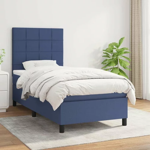  Box spring postelja z vzmetnico moder 80x200 cm blago, (20897099)