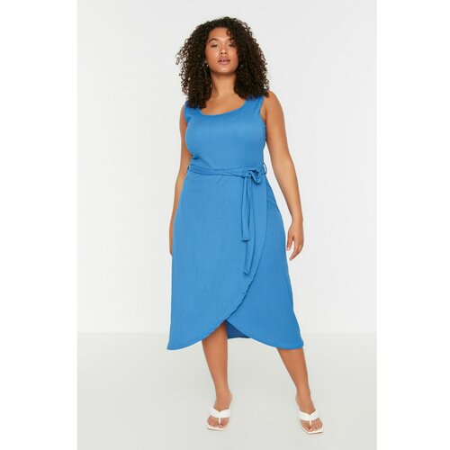 Trendyol Curve Blue Lacing Detailed Knitted Dress Slike