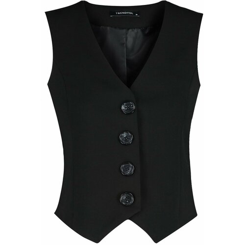Trendyol Black Premium Woven Vest with Buttons Slike