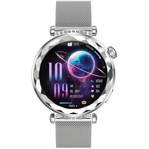Avizar Crystal Connected Watch s Strass Dial klici in sledenje zdravju, Srebrna, (5000039223) Cene